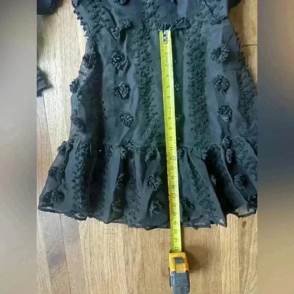 NWT Black Textured Pom Pom Mini Dress Women‎ Sz 38 Whimsigoth Holiday Party - Picture 5 of 8